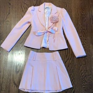 Girls Monkeywear pink blazer and skirt full outfit